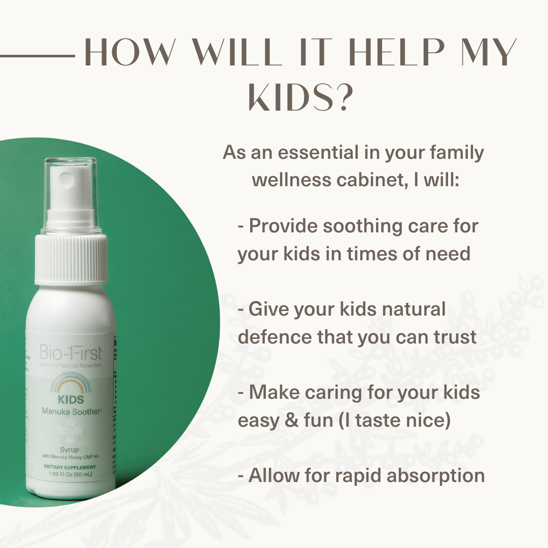 Kids' health defence with Manuka Soother Syrup's superfoods